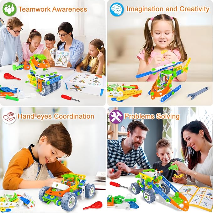 MOONTOY 12 in 1 STEM Toys for 4 5 6 7 8+ Year Old Boy Gifts 152 PCS Educational Building Toys for Kids Ages 4-8 5-7 8-12 Building Blocks Stem Kits Activities Construction Toy for Boys Birthday Gifts