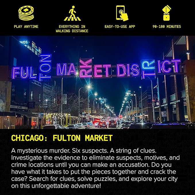 Chicago Outdoor Escape Room | Fulton Market Scavenger Hunt | Gifts for Adults &amp Families | 1-6 Players 2-3 Hours 1 Mile Walking Distance