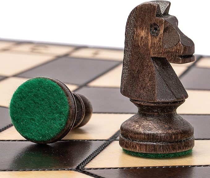 Husaria Wooden Three-Player Chess Game Set - 21 Inches - with Foldable Board Handcrafted Playing Pieces and Felt-Lined Storage