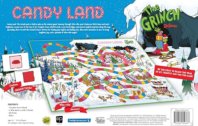 Candy Land: The Grinch Board Game Play as Who-Ville Characters and Race to Mt. Crumpit Classic Preschool Game for Kids and Families Ages 5+ 2-4 Players Officially Licensed Dr. Seuss Merchandise