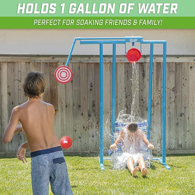 GoSports Splash Tower Water Dunk Game - Water Soaking Dunk Tank for Kids &amp Adults