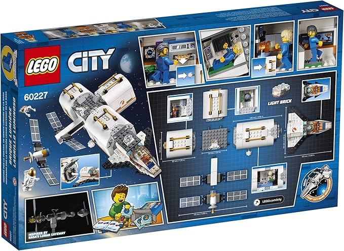 LEGO City Space Lunar Space Station 60227 Space Station Building Set with Toy Shuttle Detachable Satellite and Astronaut Minifigures Popular Space Gift (412 Pieces)