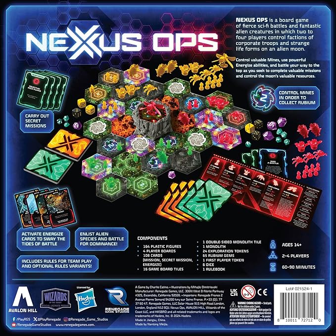 Renegade Game Studios Nexus Ops Strategy Board Game with Alien Miniatures &amp Secret Missions for 2-4 Players