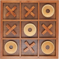 Wooden Tic Tac Toe Game – 9 Inch Solid Wood Board with X and O Pieces Decorative Coffee Table Game Classic Home Décor Accent