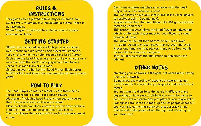 Game - Simple Fun Answer Matching Trivia Game for Holidays Family Friends. 3+ Players.