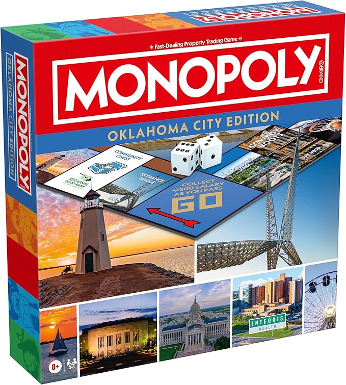 Monopoly Board Game – Oklahoma City OK Edition: 2-6 Players Family Board Games for Kids and Adults Board Games for Kids 8 and Up Great for Game Night