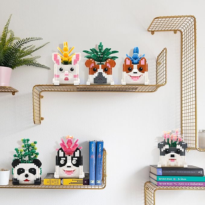 Flowers Building Blocks Sets Botanicals Adults Small Flower Plants Block Succulent for Teen 14+ Micro Cute Bonsai Animals Cactus Vase Office Creator 6 in 1 (2765PCS)