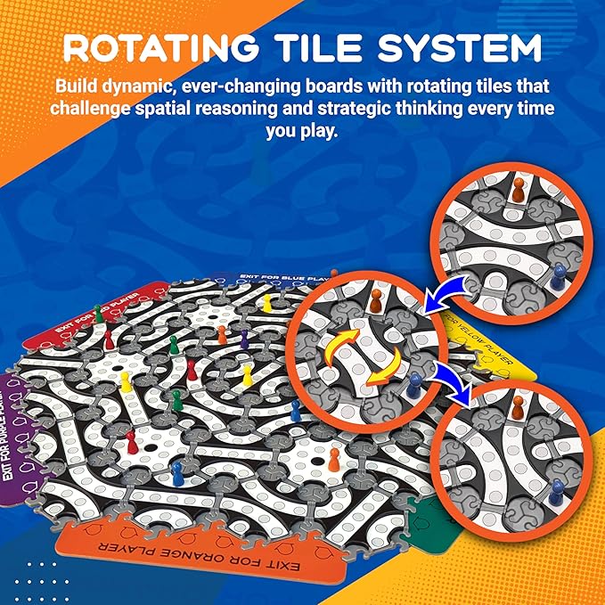 HexPath 5-in-1 Modular Strategy Board Game (1-6 Players) | 7+ Years | 15 min Playtime | Perfect Board Game for a Family Game Night | Best for Kids Birthday Gift | MESH Accredited
