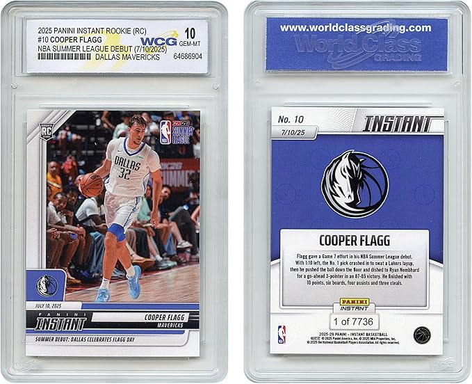 2025 Panini Cooper Flagg Rookie Card #10 NBA Summer League Debut Dallas Mavericks RC - Graded GEM Mint 10