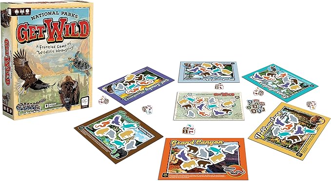 USAOPOLY National Parks Get Wild | Quick-Rolling Dice Game Featuring Iconic National Park Locations | Great Kids Game &amp Family Board Game