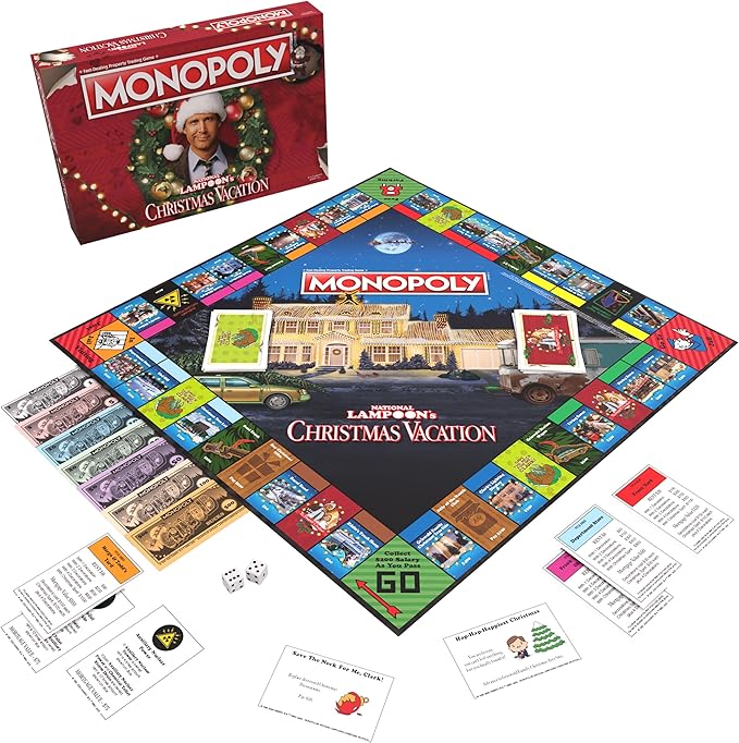 Monopoly National Lampoons Christmas Vacation Featuring Themed Tokens Squirrel Egg Nog Glass Chainsaw &amp More 2-6 Players Ages 15+ Play Time 60+ Officially Licensed National Lampoons Board G