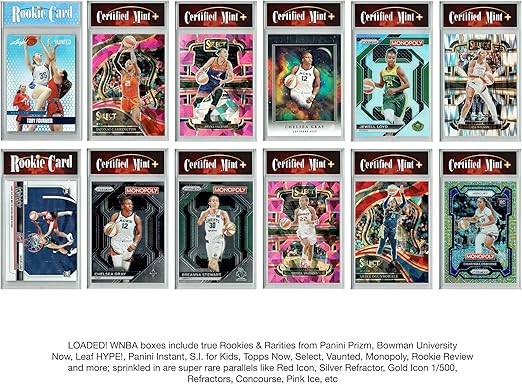 LOADED! Womens Basketball Collector's Box: 4 Certified Mint+ Rookie Cards &amp Rarities - Caitlin Clark Angel Reese A'ja Wilson Sabrina Ionescu Kelsey Plum and more