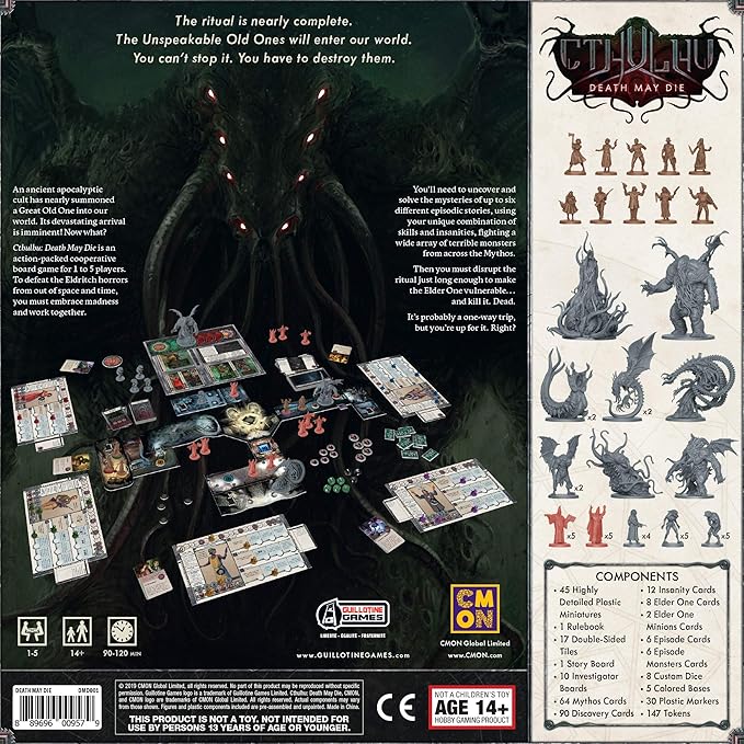 Cthulu: Death May Die Board/ Horror/ Mystery/ Cooperative Game for Adults and Teens | Ages 14+ | 1-5 Players | Average Playtime 90-120 Minutes | Made by CMON