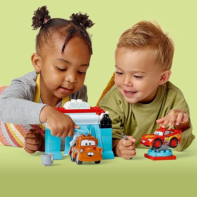 LEGO DUPLO Disney and Pixar's Cars Lightning McQueen &amp Mater's Car Wash Fun 10996 Buildable Toy for 2 Year Old Toddlers Boys &amp Girls Birthday Gift Idea