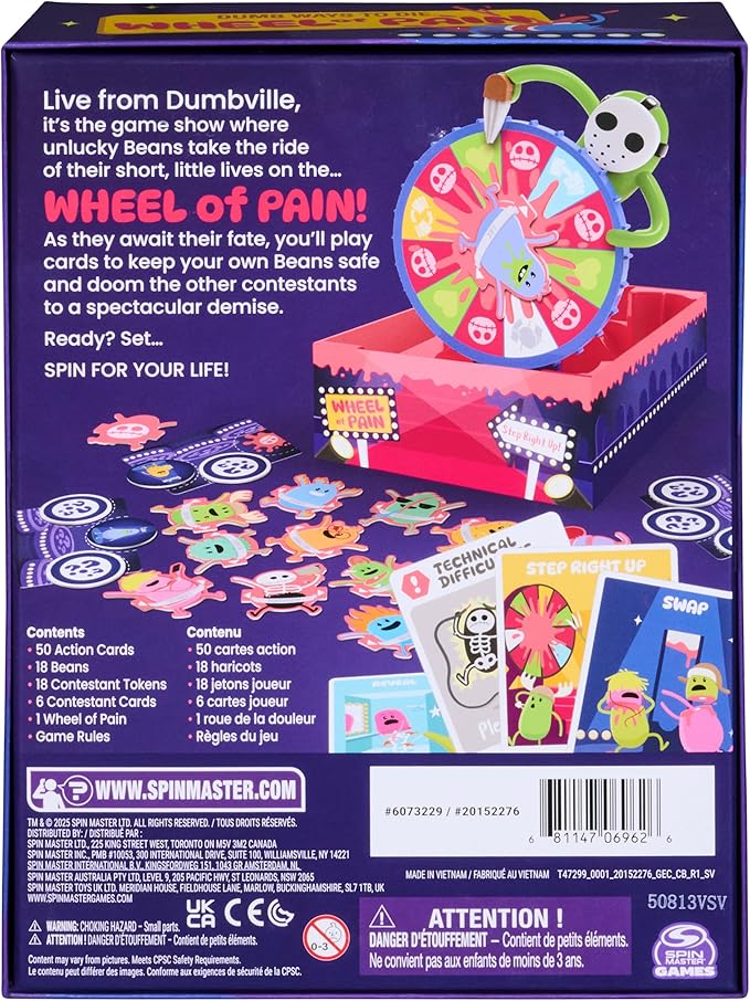 Spin Master Games Dumb Ways to Die: Wheel of Pain Game Interactive Spinning Wheel Viral Meme Survival Strategy Fun for Kids Adults &amp Family Game Night 2-6 Players for Ages 12 &amp Up