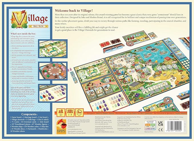 Village Board Game Big Box Edition - Includes All Expansions &amp Promos! Medieval Farming Strategy Game Family Game for Kids &amp Adults Ages 12+ 1-5 Players 60-120 Min Playtime Made by Eggert