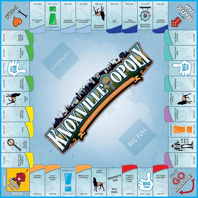 Late for The Sky Knoxville-Opoly City Board Game Family Strategy Game Night for 2-6 Players Ages 8+ Opoly-Style Play with Knoxville Landmarks Traditional or 1-Hour Version