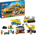 Lego 60391 City Camiones de Construcción y Grúa con Bola de Demolición Excavadora de Juguete Camión Basculante y Vehículos de Transporte Set de Aprendizaje para Niños y Niñas a Partir de 4 Años