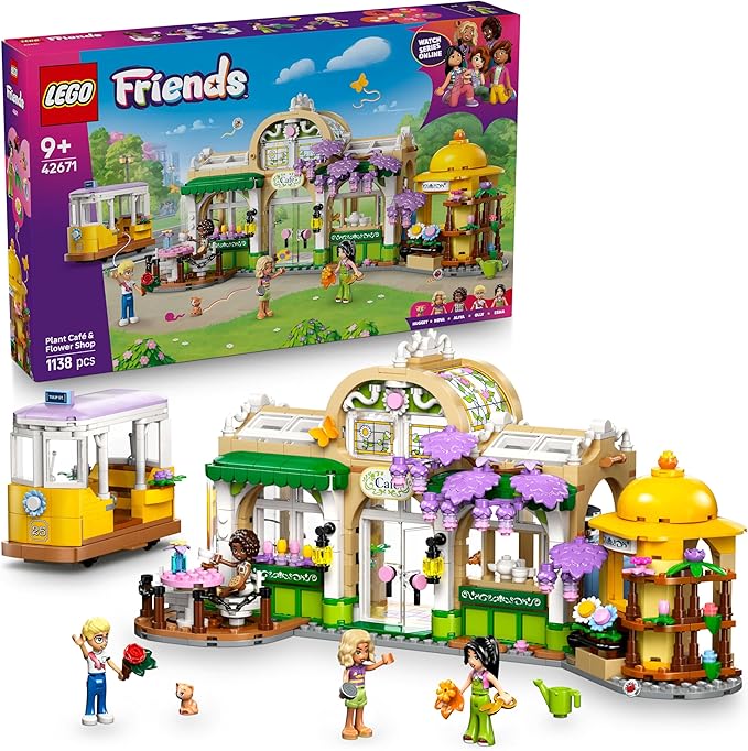 Lego 42671 Friends Flower Shop Cafe Toy Birthday Present Blocks For Girls Boys Children 9 Years Old 10 Years Old 11 Years Old Elementary School Plants Fake Green Bouquet Artificial Flower Decoration