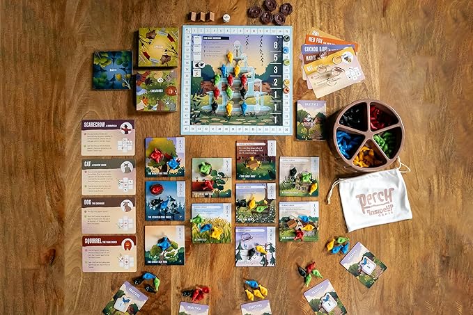 Inside Up Games Perch | Fast-paced Interactive Battle of The Birds |Area Control Unique Bag Building with a Bold Table Presence| for 2 to 5 Players | 45-60 Minute Playtime