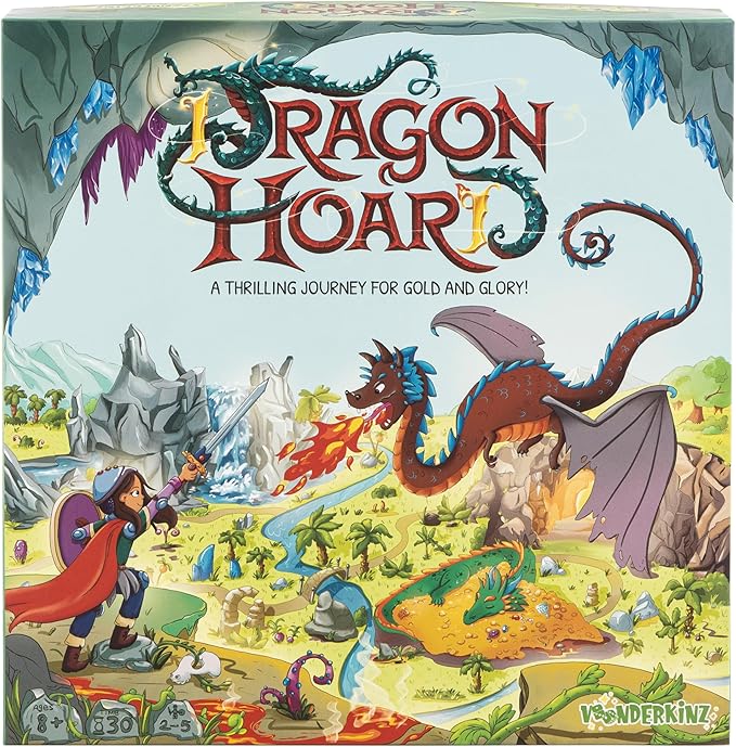 Dragon Hoard Board Game Fantasy Adventure for Kids and Family Fight Dragons to Win Gold Fun and Easy Strategy Semi-cooperative gameplay Ideal for Family Game Nights Ages 8+ 30 mins 2-5 Players