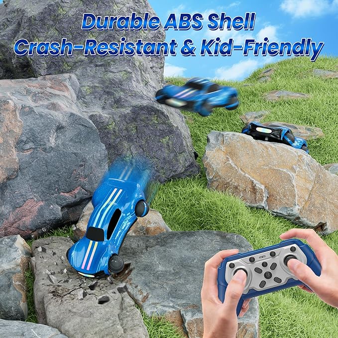 Remote Control Car for Kids RC Stunt Car with Drift Wheels 360° Spins &amp Flips 2.4GHz Rechargeable Toy Car with LED Lights Indoor Outdoor Gift for Boys Girls Ages 6-12