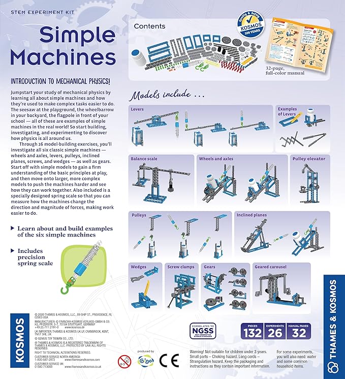 Thames &amp Kosmos Simple Machines Science Experiment &amp Model Building Kit Introduction to Mechanical Physics Build 26 Models to Investigate The 6 Classic Simple Machines