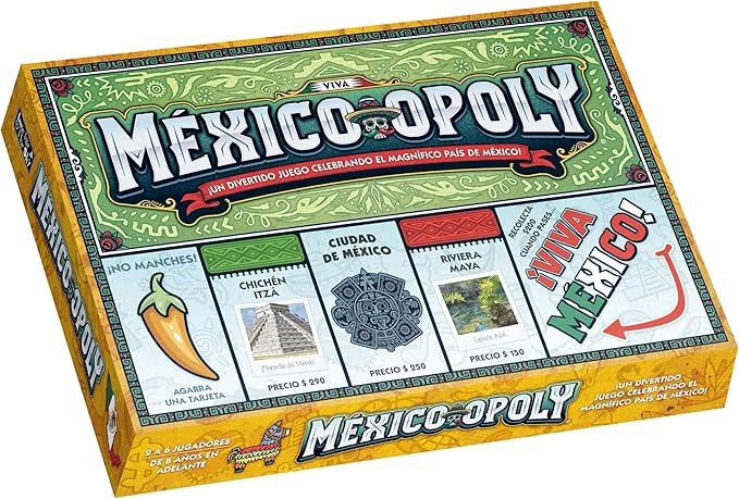 Late for The Sky Mexico-Opoly Spanish-Language Board Game – Family Strategy for 2-6 Players Ages 8+ Mexico Culture Theme with Paper Money Tokens Ranchos &amp Pueblos