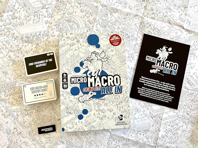 MicroMacro: Crime City - All in | Murder Mystery and Detective Game | 16 Search and Find Detective Cases | Cooperative Board Games for Teens and Adults | Ages 12+ | 1-4 Players | 15-45 min
