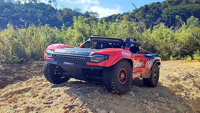 FSRC RC Truck1/7 Model TT 6S/8S Blue/Red High-Speed Off-Road Desert Truckr RC car Short-Course Truck 4WD 100km/h+(6S-RED)