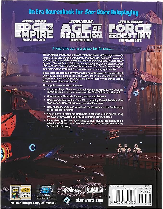 Fantasy Flight Games Star Wars RPG: Rise of The Separatists (Hardcover) Star Wars Roleplaying Game Sourcebook