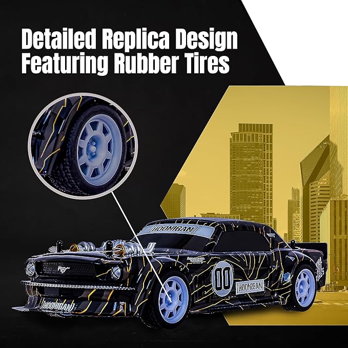 Hoonigan Mustang Remote Control RC Car for Kids – 3.7V 2.4 GHz Detailed Replica Design USB Rechargeable Battery Included 1:16 Scale 150 ft Range 6 Mph