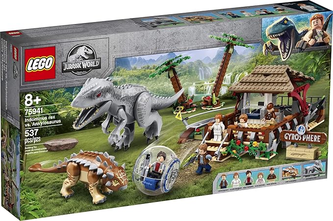 LEGO Jurassic World Indominus rex vs. Ankylosaurus 75941 Awesome Dinosaur Building Toy for Kids Featuring Jurassic World Character Minifigures for Hours of Creative Fun (537 Pieces)