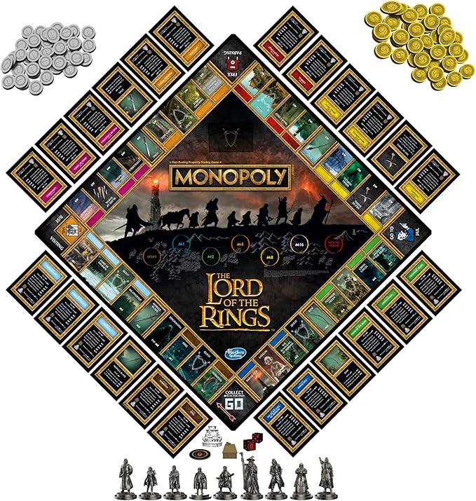 Hasbro Gaming Monopoly: The Lord of The Rings Edition Board Game Inspired by The Movie Trilogy Play as a Member of The Fellowship Ages 8 and Up (Amazon Exclusive)