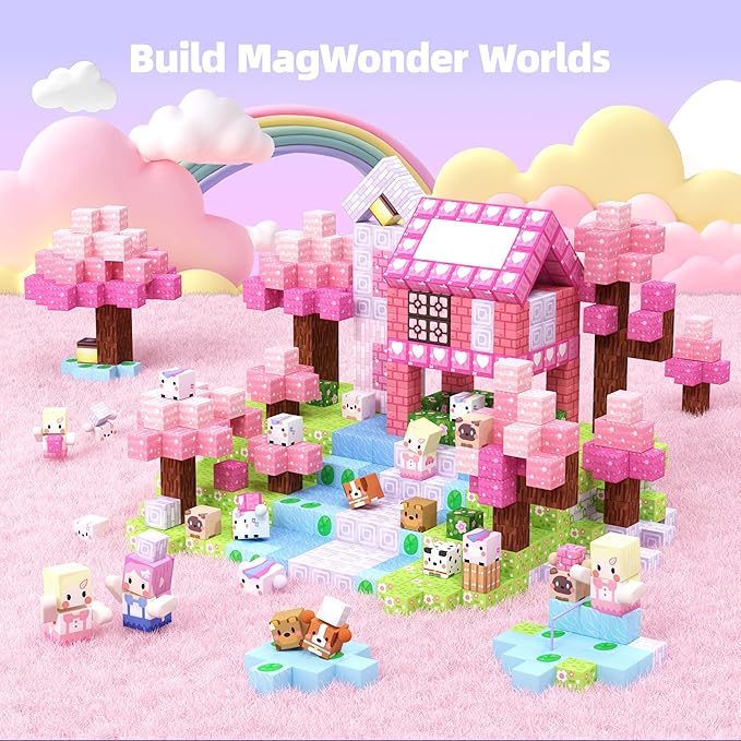 GobiDex 100PCS Magnetic Blocks Kid Building Toys for 3+ Years Old Girls Upgraded STEM Sensory Gifts for Princess Kids Magnets Game for Toddler