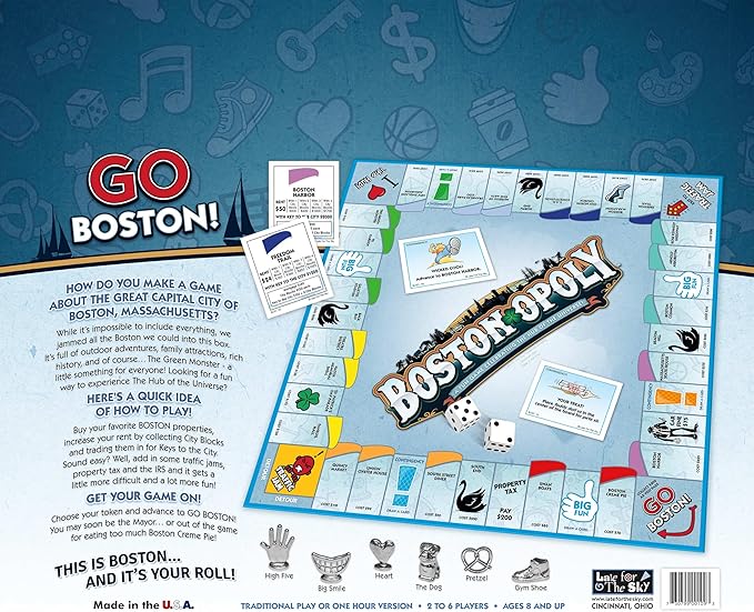 Late for the Sky Boston-Opoly Boston Board Game – Property Trading City Edition for Families &amp Adults 2–6 Players Opoly-Style Strategy with City Landmarks Educational Party Game