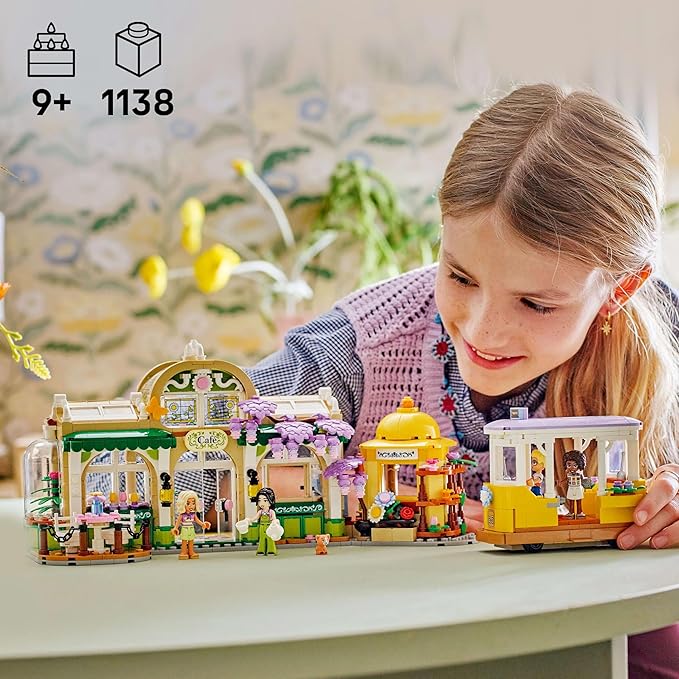 Lego 42671 Friends Flower Shop Cafe Toy Birthday Present Blocks For Girls Boys Children 9 Years Old 10 Years Old 11 Years Old Elementary School Plants Fake Green Bouquet Artificial Flower Decoration