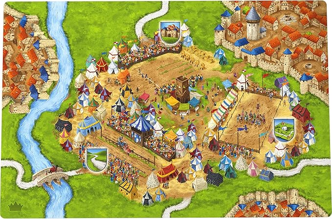 Hans Im Gluck Carcassonne Jousts &amp Crests Board Game Expansion - Compete in The King’s Tournament with Champions Prizes &amp Statues Family Fun for Kids &amp Adults Ages 8+ 2-5 Players 45 M