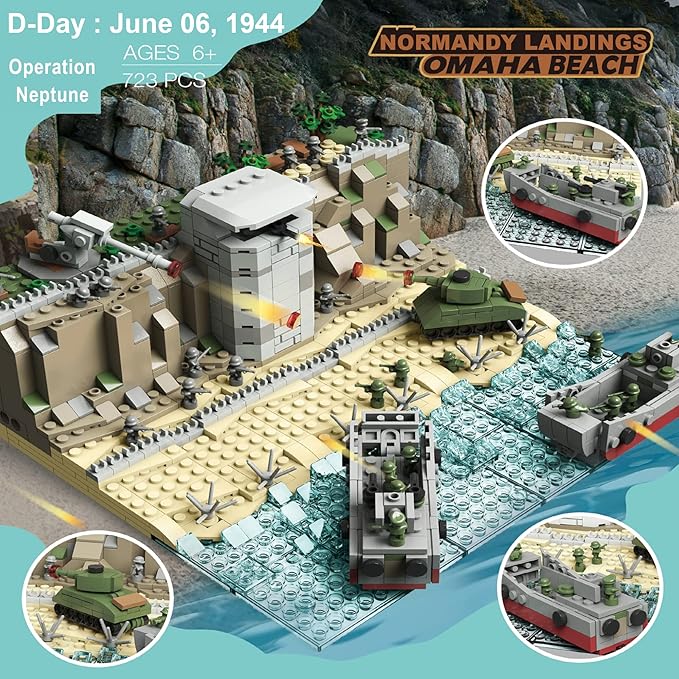 POCO DIVO Omaha Beach D-Day Normandy Landings WWII Collection Standard Block Toy Building Brick Set 723 pcs