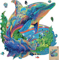 MYS Aurora Wooden Puzzles Dolphin Jigsaw Puzzles 900 Pieces Unique Shaped Wooden Puzzles for Adults and Kids Family Game 23.3x22.5 Inch