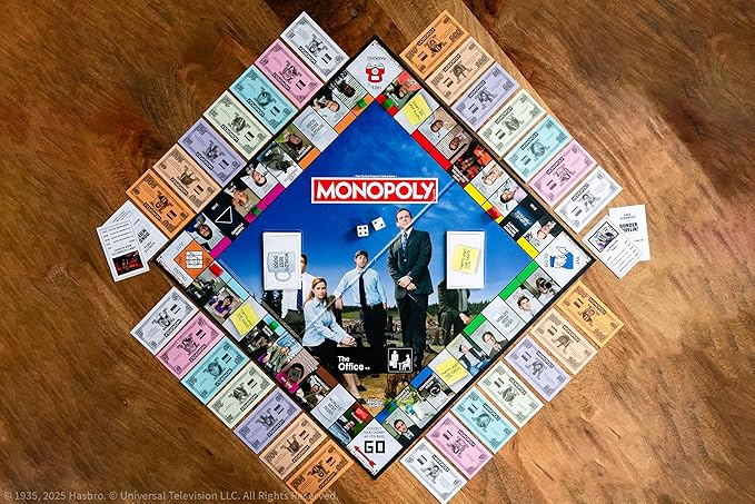Monopoly: The Office Board Game Featuring World's Best Boss Mug Dundee Award Box of Paper &amp More Buy Sell Trade Scranton’s Locations from Reception to The Conference Room Officially License