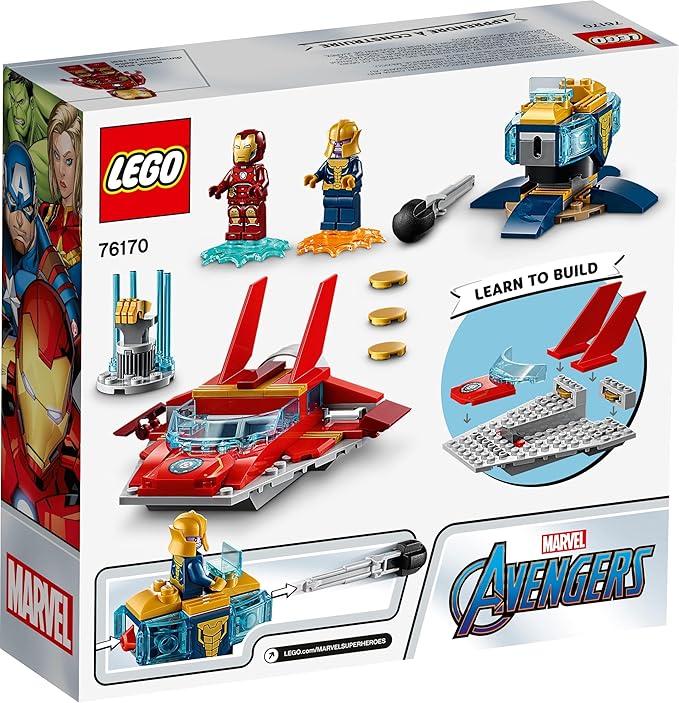 LEGO Marvel Avengers Iron Man vs. Thanos 76170 Cool Collectible Superhero Building Toy for Kids Featuring Marvel Avengers Iron Man and Thanos Minifigures New 2021 (103 Pieces)