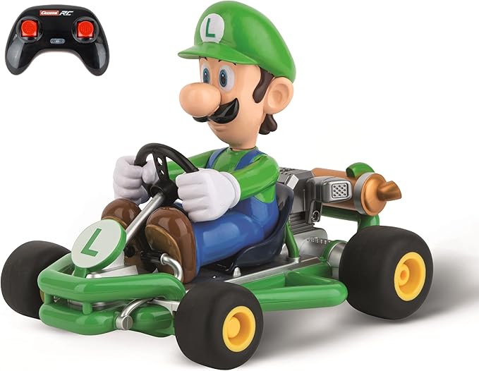 Carrera 200984P RC Official Licensed Mario Kart Pipe Kart Luigi 1:18 Scale 2.4 Ghz Remote Radio Control Car with Rechargeable LiFePO4 Battery - Kids Toys Boys/Girls