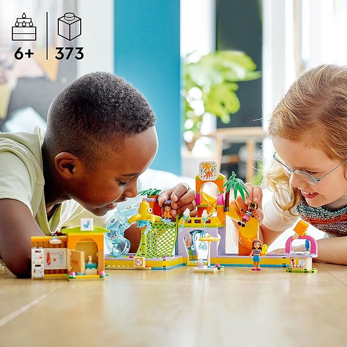 LEGO Friends Water Park Toy Building Set 41720 Pretend Play Kit with Swimming Pool Slides Water Canons and Two Mini-Dolls Heartlake City Toy Birthday Gift Idea for Kids Boys Girls Ages 6+ Years