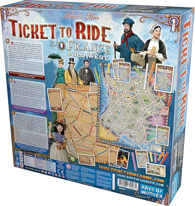 Asmodee Ticket to Ride France + Old West Board Game Expansion - Train Route Strategy Game Fun Family Game for Kids &amp Adults Ages 8+ 2-6 Players 30-60 Minute Playtime