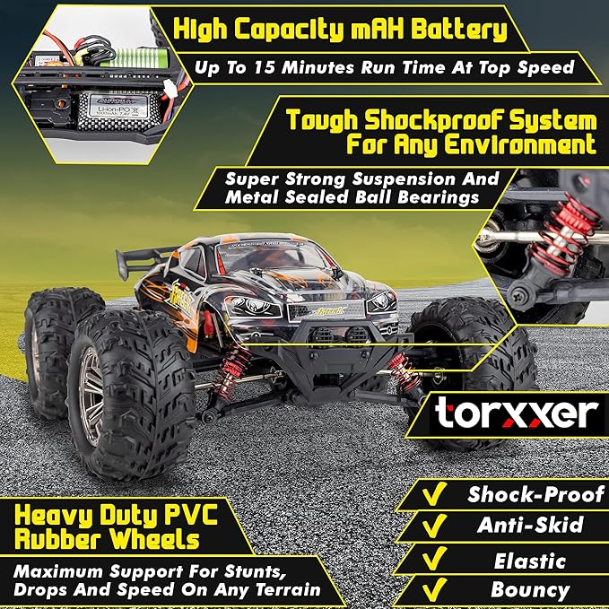 1:16 Scale Brushless RC Truck - High Speed Hobby Grade RC Car Hits 33 Miles Per Hour - Off Road 4WD for Grip on Any Terrain Ready to Run Waterproof Trophy Truck