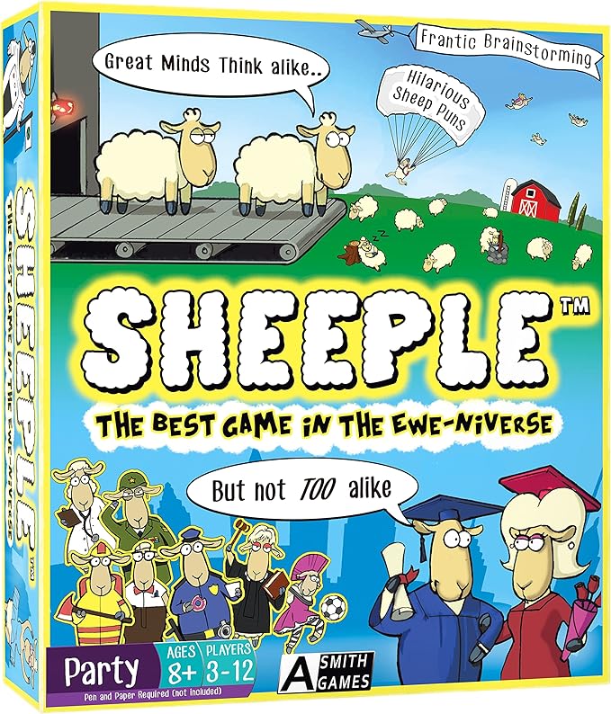 SHEEPLE™ - Hilarious Party Game for Family Game Night - Easy &amp Fun for Big Groups of 4-12 Players – Word Play Fun for Adults Teens and Kids – 30 Minutes – Ages 8 &amp Up – Funny Sheep Gifts