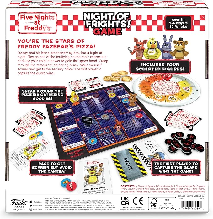 Funko Games Five Nights at Freddy's Night of Frights! Board Game | Includes 4 Sculpted Figures | 2-4 Players Ages 8+