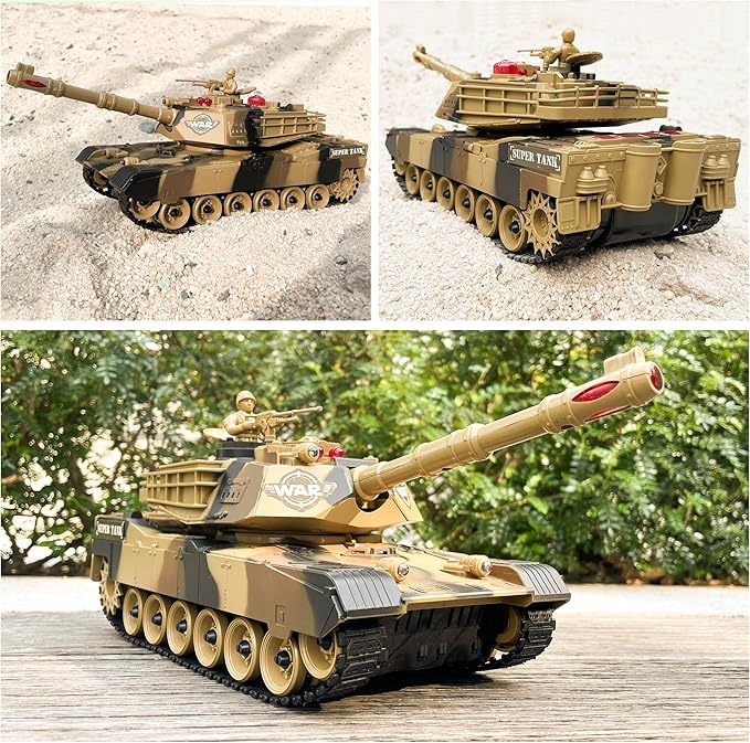 Haktoys 2-Pack RC Battle Tank Set – 1:24 Scale Remote Control Military Fighting Tanks with Lights Realistic Sounds &amp Life Indicators | Radio Control Army Toy for Kids &amp Adults