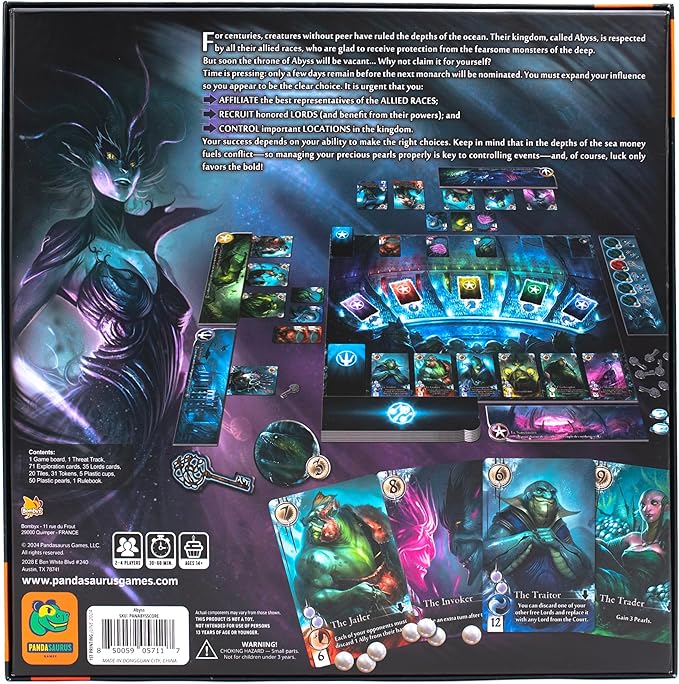 Abyss Board Game - Control Ocean Kingdoms in an Underwater Development Strategy Game Adventure Game for Kids &amp Adults Ages 14+ 2-4 Players 30-60 Minute Playtime Made by Pandasaurus Games